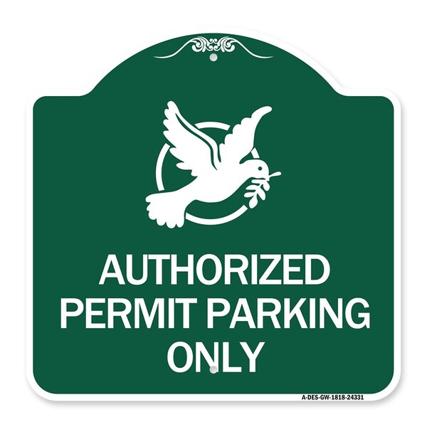 Authorized Church Parking W/ Graphic, Green & White Aluminum Sign, 18" x 18", GW-1818-24331